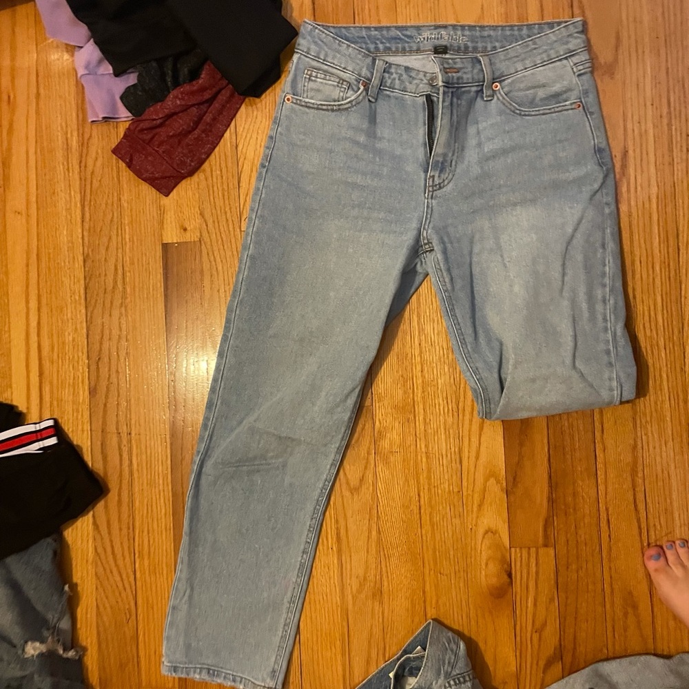 Light Blue straight leg jeans with no rips